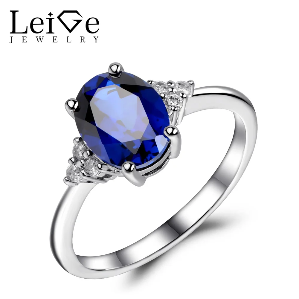 

Украшения leige, овальные кольца с голубым сапфиром для женщин, ювелирные изделия из стерлингового серебра 925 пробы, обручальное кольцо, Подар...