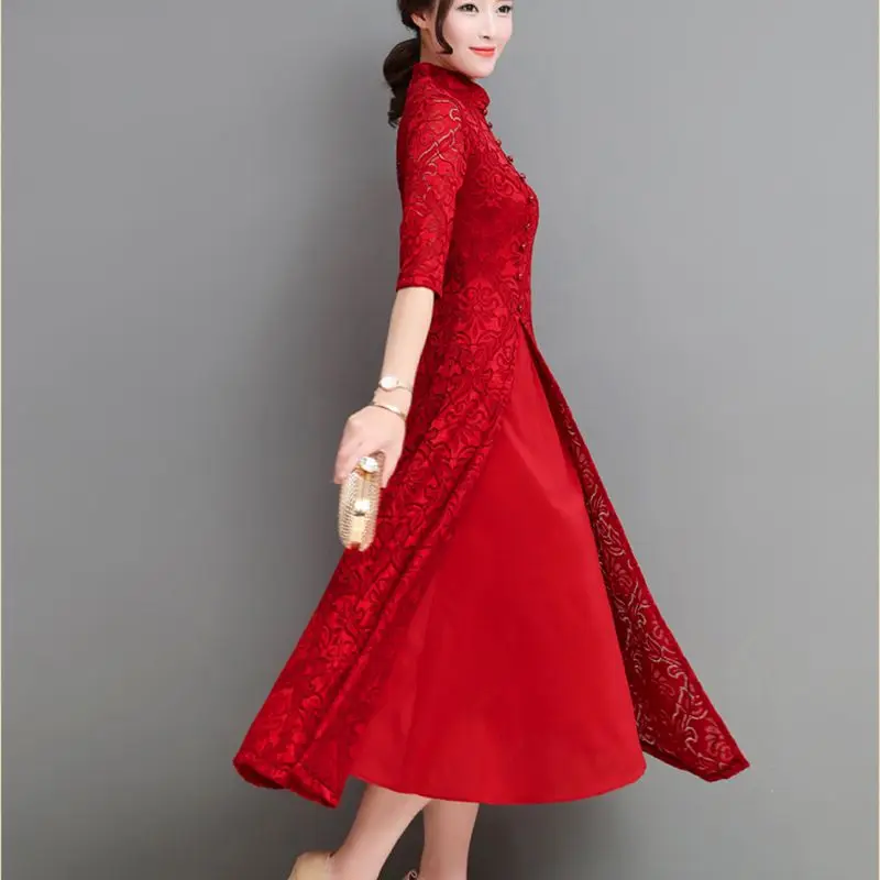 Осень 2019 женское платье новый стиль модное винтажное S 3XL элегантное Cheongsam тонкое