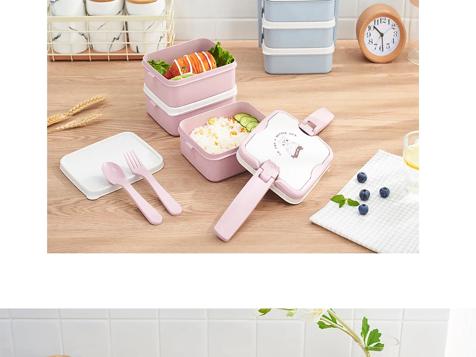 Ланч-бокс для микроволновки портативный трехслойный Bento Box для детей, для пикника, офиса, рабочих, школьная посуда
