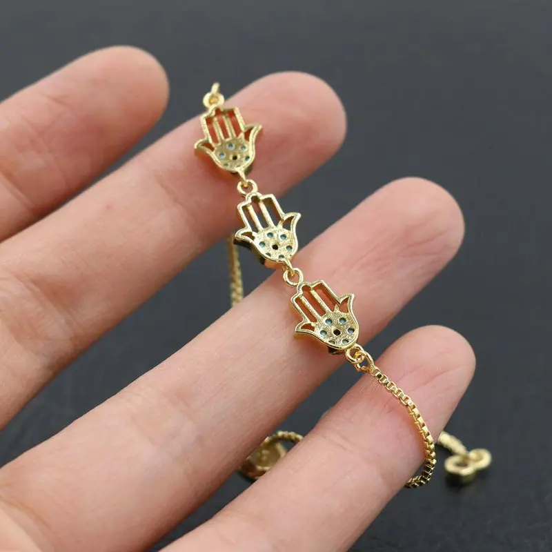 BPPCCR из цветного циркона хрусталя три руки Фатима браслет на руку “Хамса” с