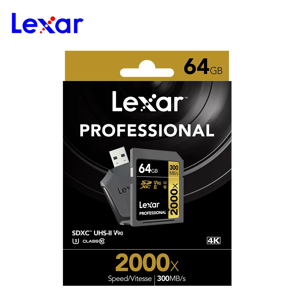 Оригинальный Lexar 2000X карты SD 128G 64 GB UHS II 300 МБ/с. памяти де высокая скорость con