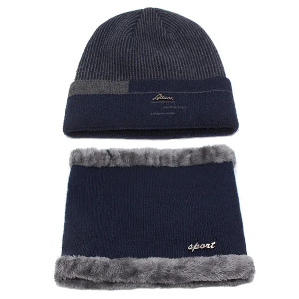 navy set YOUBOME плюс женская вязаная шапка шарф Skullies Beanies Зимние шапки для мужчин и женщин женская теплая шерстяная Толстая брендовая Шапка-бини для девочек - Цвет: navy set