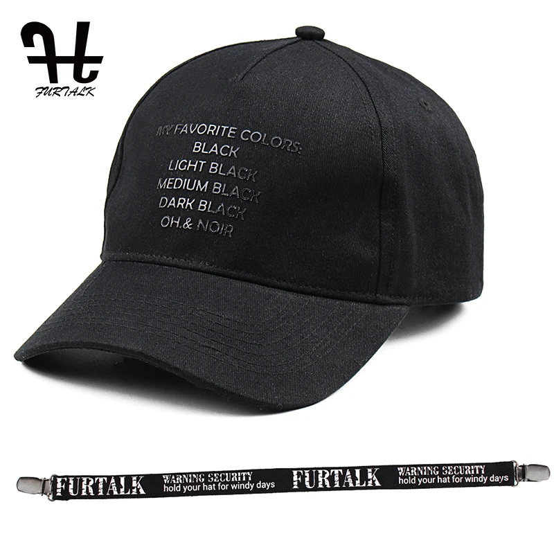 FURTALK черные шапки для женщин бейсболка модный бренд летом Папа snapback Регулируемая