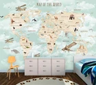 3d обои на заказ, мультяшная карта мира, фон для стен, гостиной, спальни, детской