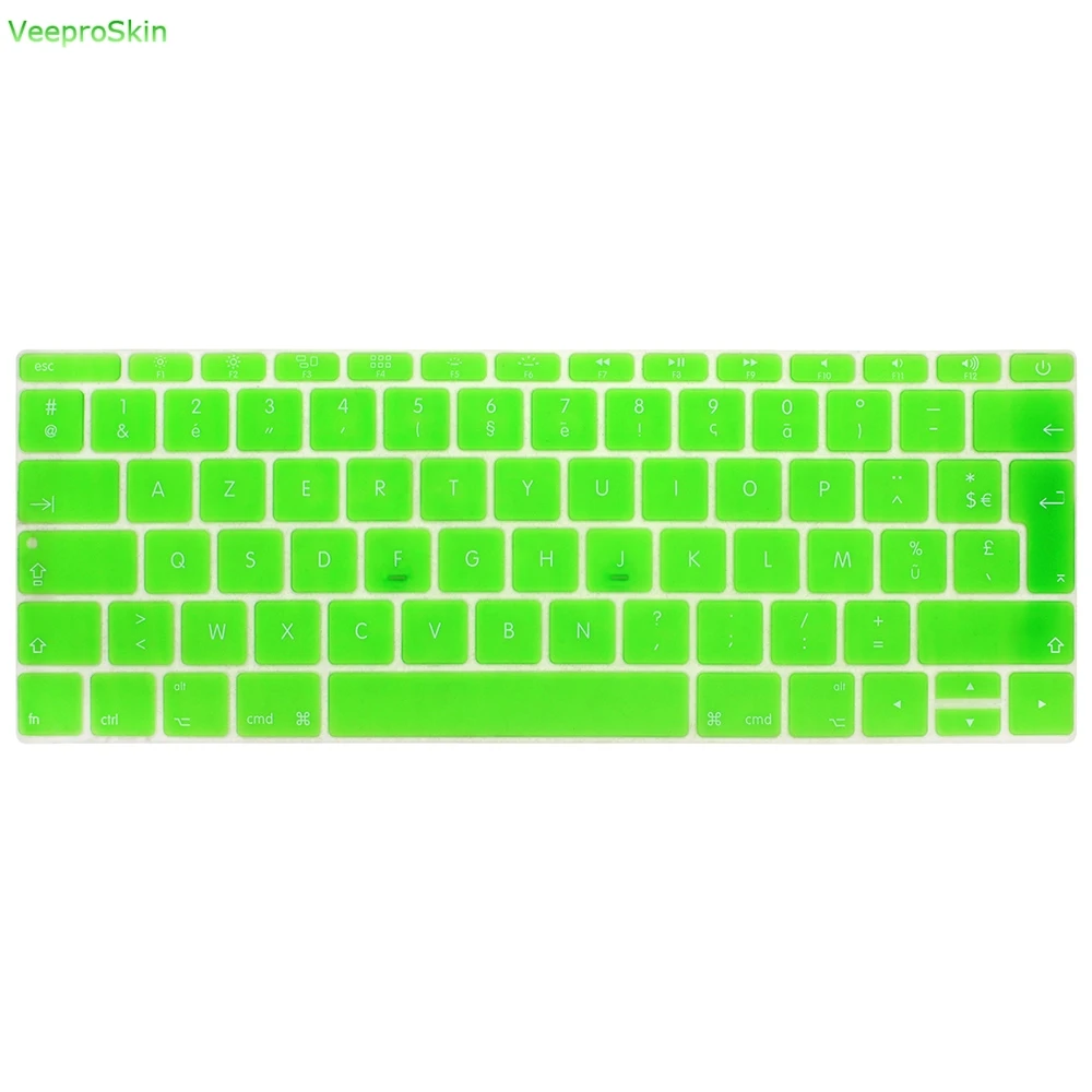 Для Macbook 12 дюймов AZERTY французский Великобритания силиконовая клавиатура кожного покрова для MacBook New Pro 1" A1708( версия, без Touch Bar