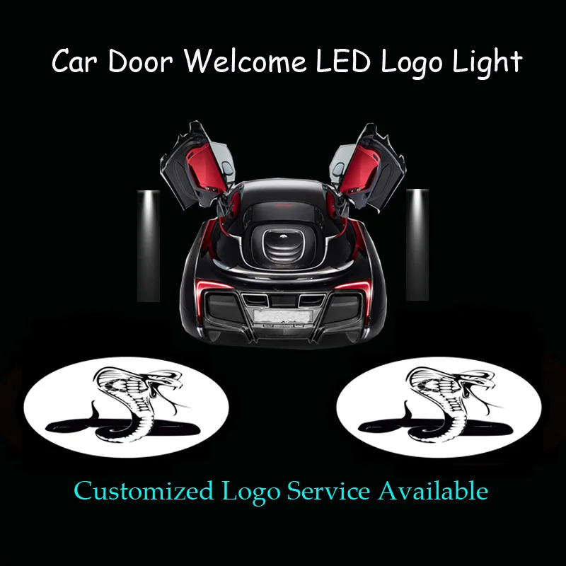 2x Cobra Logo Car Door Laser Projector Welcome Ghost Shadow Spotlight LED Light (1309)