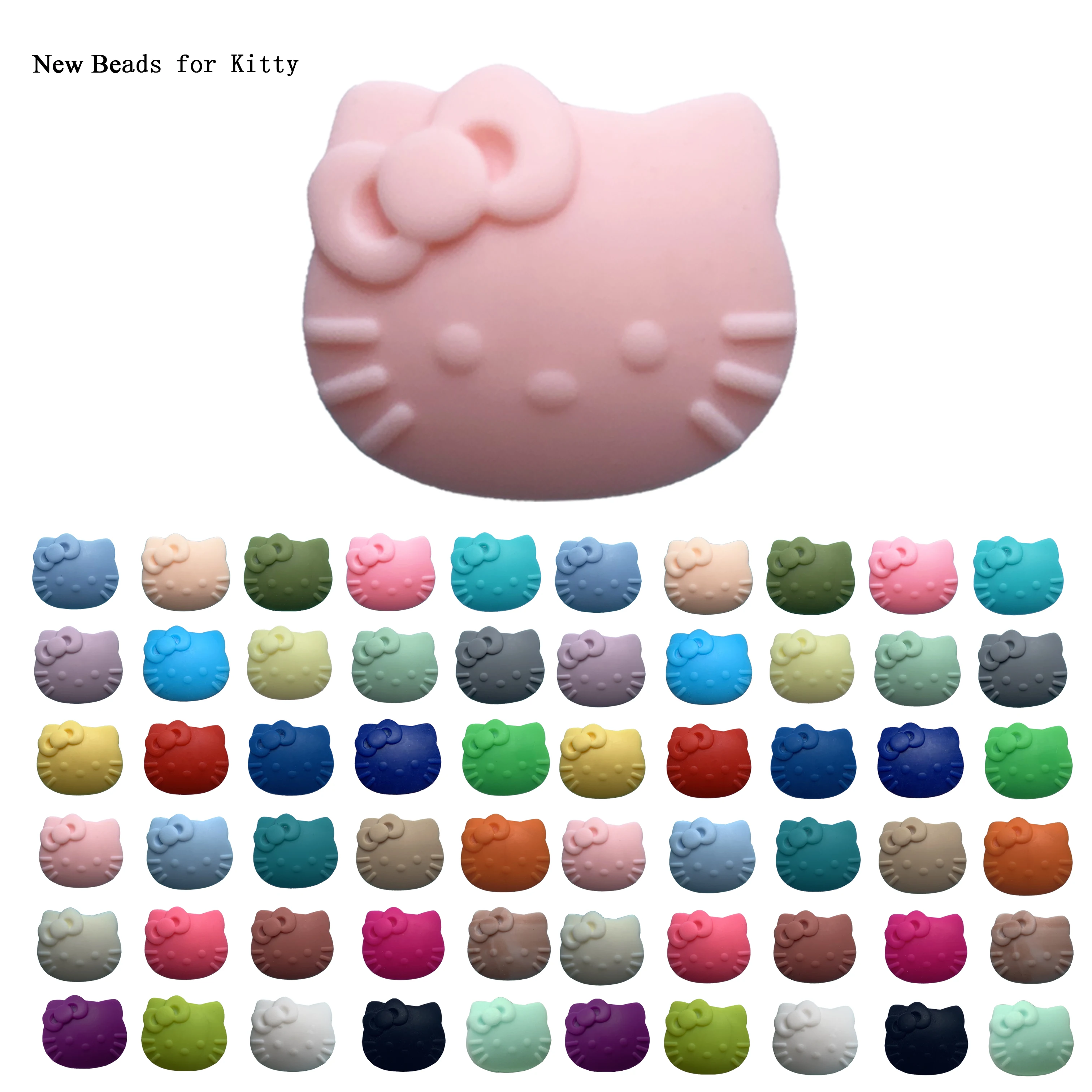 50 шт. новые игрушки разноцветные силиконовые бусины hello kitty свободные бусины, мультфильм Китти силиконовые жевательные бусины Кот Прорезыватель