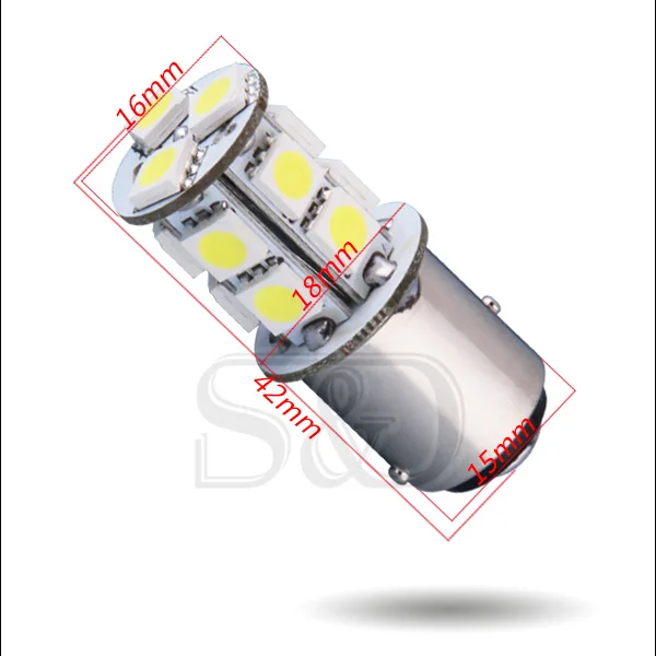 2шт 1157 BAY15D P21/5 Вт 13 SMD чистый белый задний стоп сигнал поворота светодиодный