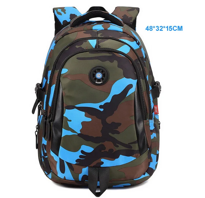Large Blue Брендовые ортопедические камуфляжные детские школьные сумки, рюкзак Mochila для подростков, мальчиков и девочек, сумка для ноутбука, ранец - Цвет: Large Blue
