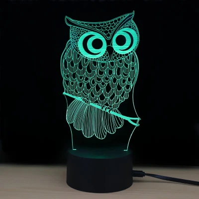 

Novelty Led Lamp 7 Color Changing LED 3D Lamp Owl Touch Atmosphere Night Light Kids Room Light Luminaria