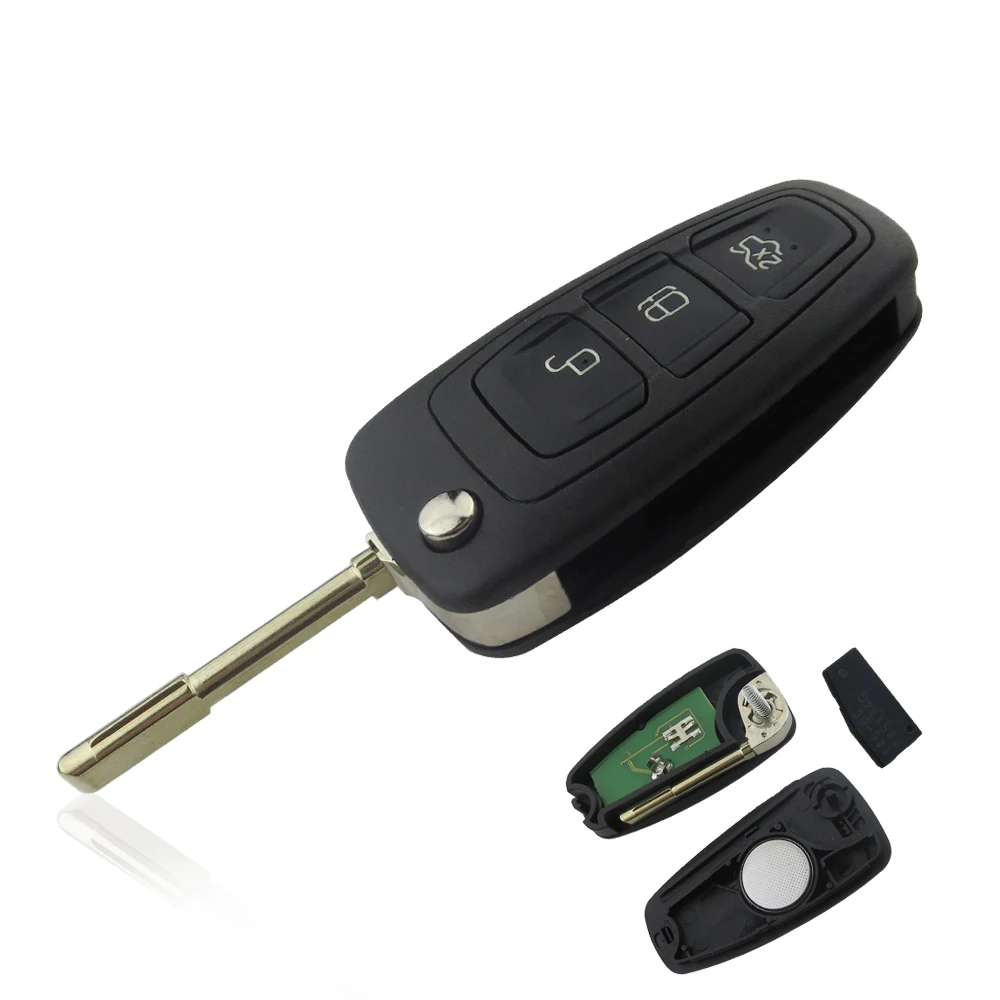 OkeyTech для Ford Mondeo Fiesta Galaxy Transit Remote Control Blank Key Uncut FO21 Blade 3 Button 433Mhz 4D60 Chip Flip foldable |