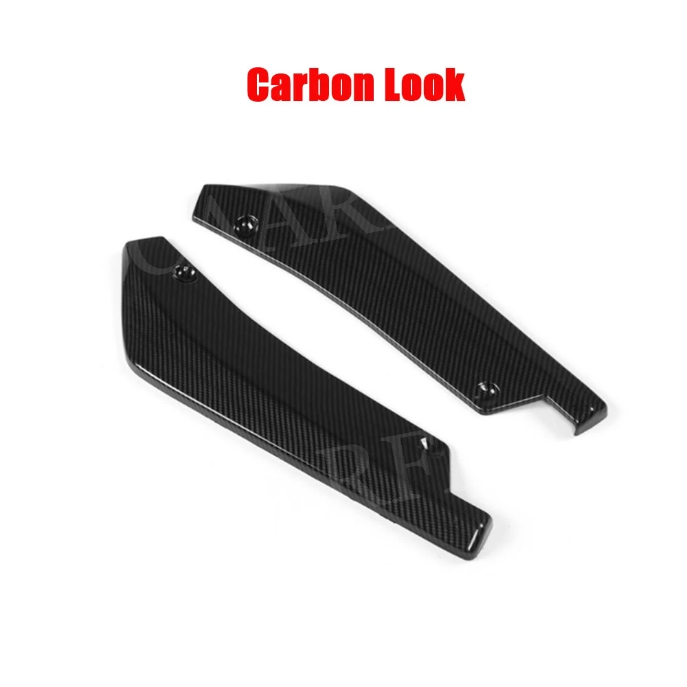 Carbon Look PP Универсальный Автомобильный задний бампер спойлер Canards диффузор автомобильный боковой плавник Защита от царапин черный задний губы сплиттеры брызговики - Цвет: Carbon Look