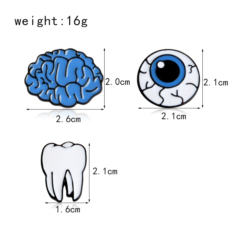 Cute Brain Eye Tooth Brooch Button Pins For Girl Women Men Denim Jacket Collar Badge Gift For Friend Charm Fashion Jewelry