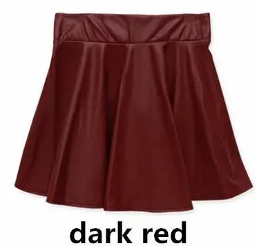 Женская летняя мини юбка с завышенной талией из искусственной кожи|solid color skirt|flared