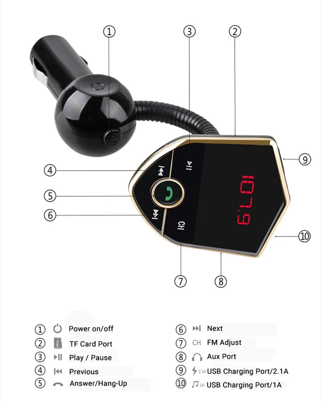 Беспроводной Bluetooth комплект для автомобиля fm передатчик автомобильный AUX аудио
