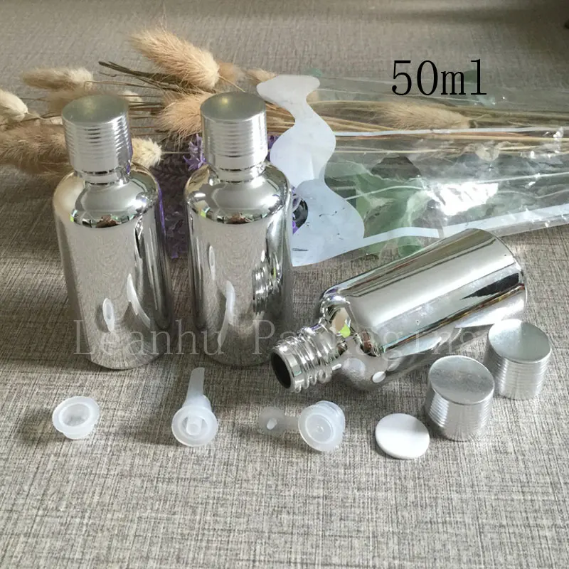 50ml silver color empty Essential oil bottle of imported oil bottles wholesale of high-end sub- capsule bottle