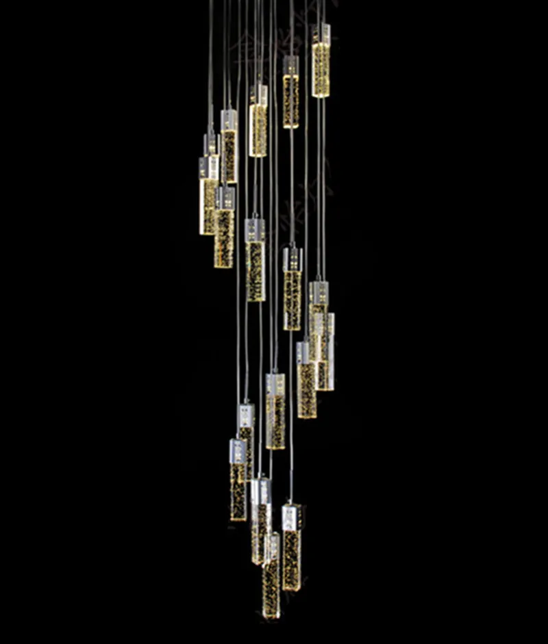 売却 1.5-4 M ヴィラホテル Led シャンデリアクリスタル階段照明 G4 Led ストリップ Luminaria スパイラル階段バブルクリスタルシャンデリア