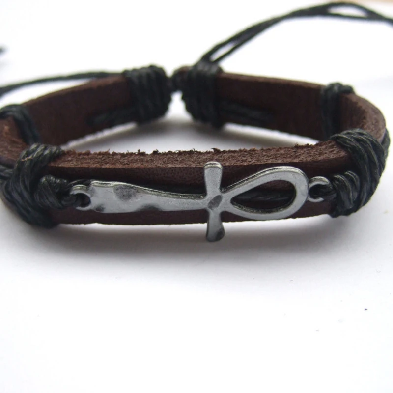 12 шт Мужские Женские шпагат кожа Египет Ankh Шарм Браслет|bracelet friendship|charm watch braceletcharm