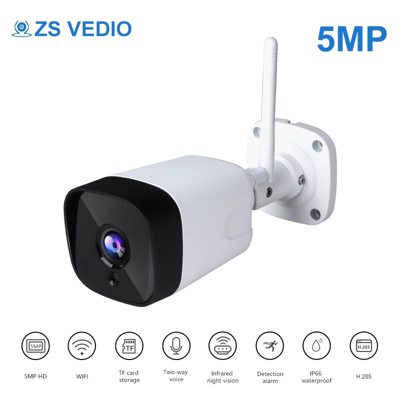 ZSVEDIO H.265 WIFI 5.0MP IP камера 1/2. 8 сенсор двухстороннее аудио слот для sd карты 36IR ночное