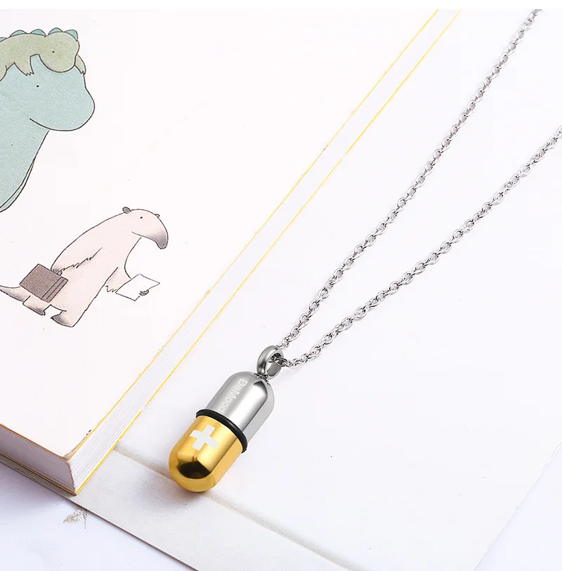 Урн кремации ожерелье из нержавеющей стали крест таблетки случае флаконы духов