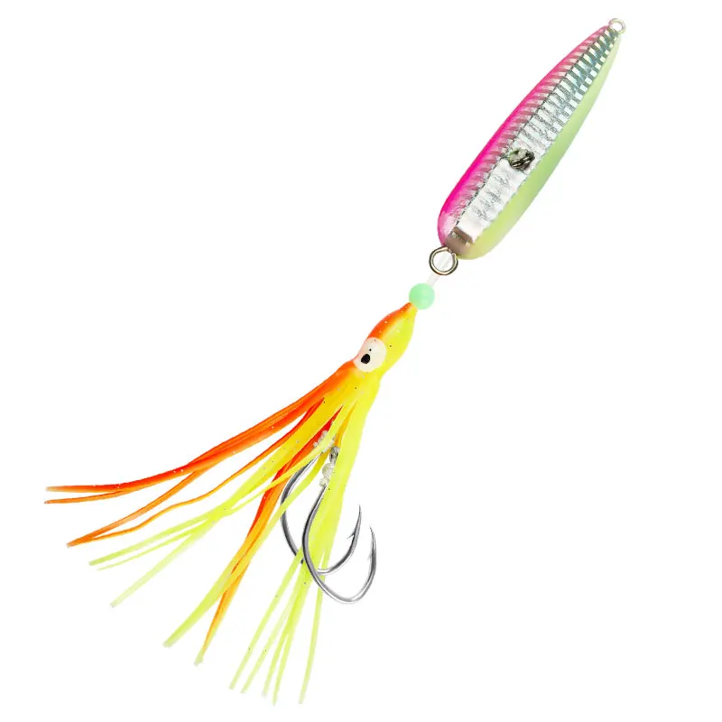 Pink Linnhue 80 г 100 г 120 г 150 г 2 цвета металлическая приманка тяжеловесная с Octopus мягкие приманки хвост свинцовых сплавов, джиг оснатка приманки рыболовные принадлежности - Цвет: Pink