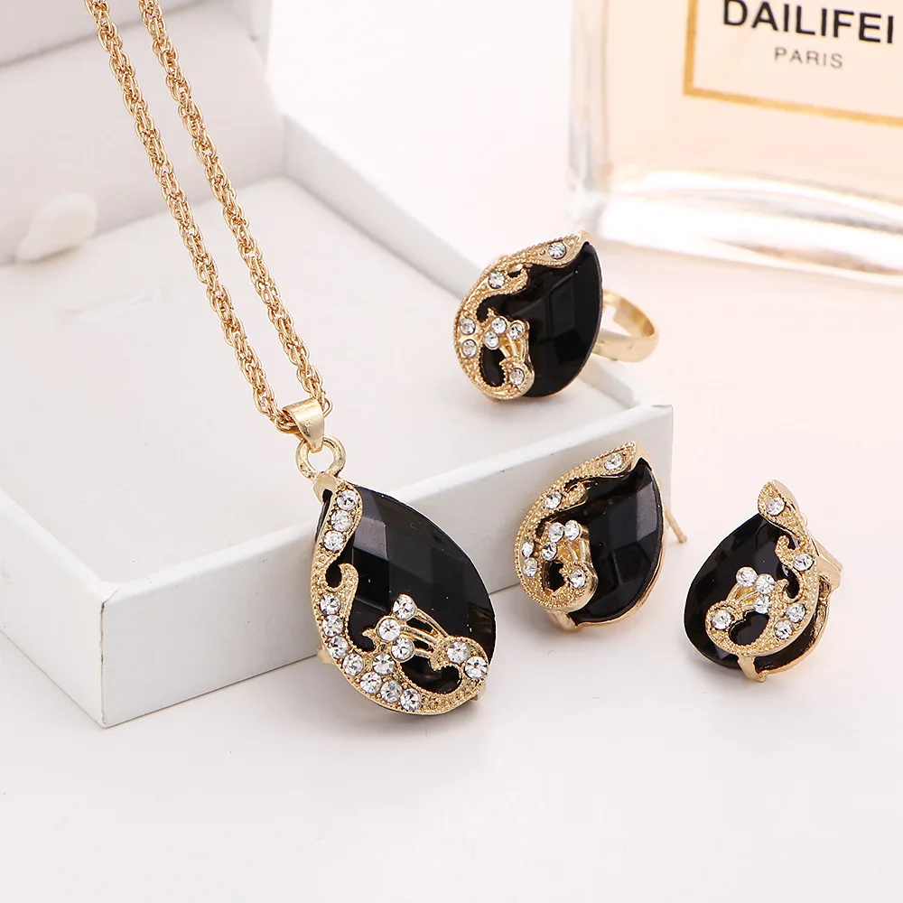 Ювелирный Набор из кристаллов капли воды Павлин ожерелье серьги кольцо