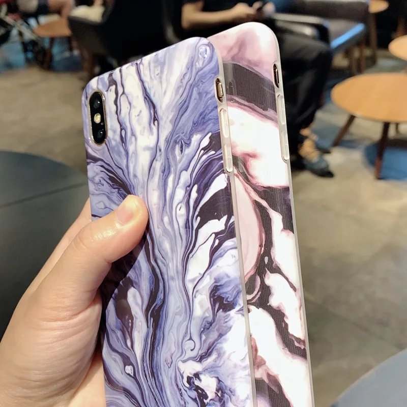 Глянцевый чехол для телефона с мраморной текстурой iPhone X XS Max XR граффити мягкий