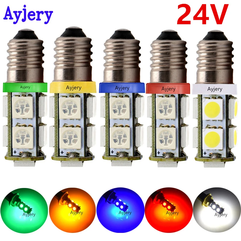 AYJERY 24V DC 10X E10 светодиодный светильник винт гнездо автомобильный 5050 чип 9 SMD