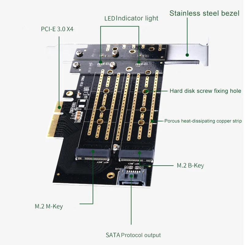 Расширительная карта двухканальные порты M.2 NVME к PCI E X4 Поддержка SATA новое
