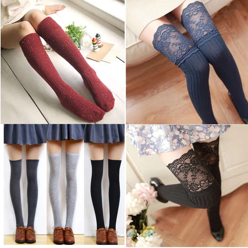 Women Over Knee Thigh High Over The Knee Stockings For Ladies Girls Warm Knee Socks Women Sexy Medias Striped Long Socks