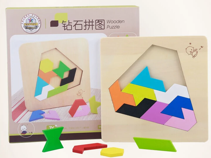 

Diamond Shaped IQ Wooden Puzzle Brain Teaser Mind Logic Puzzles Game for Children Kids