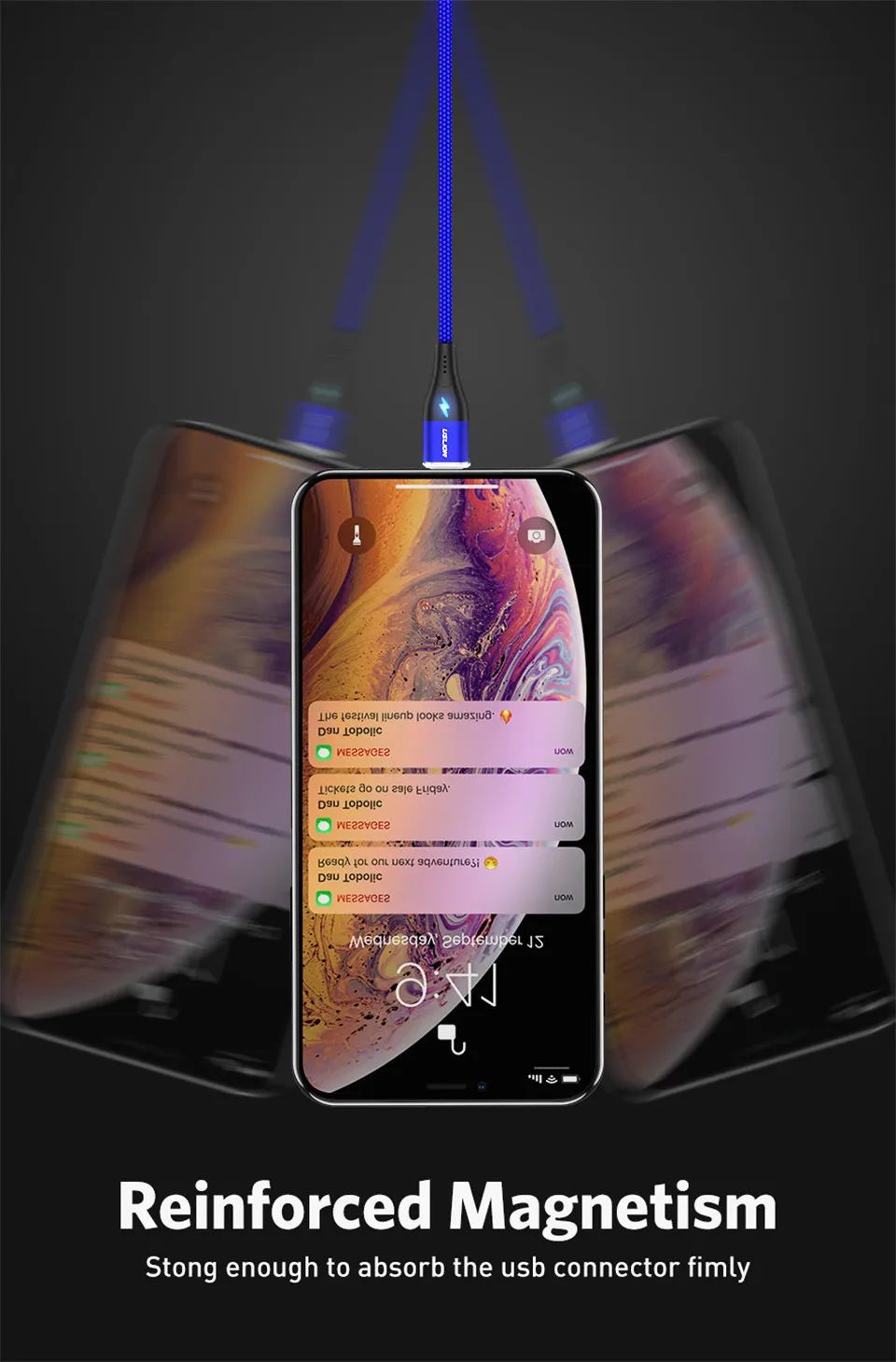 Магнитный кабель для быстрой зарядки USLION 1 м Micro usb type C для iPhone samsung Xiaomi 3A Micro usb type-C Магнитный кабель для зарядки и передачи данных