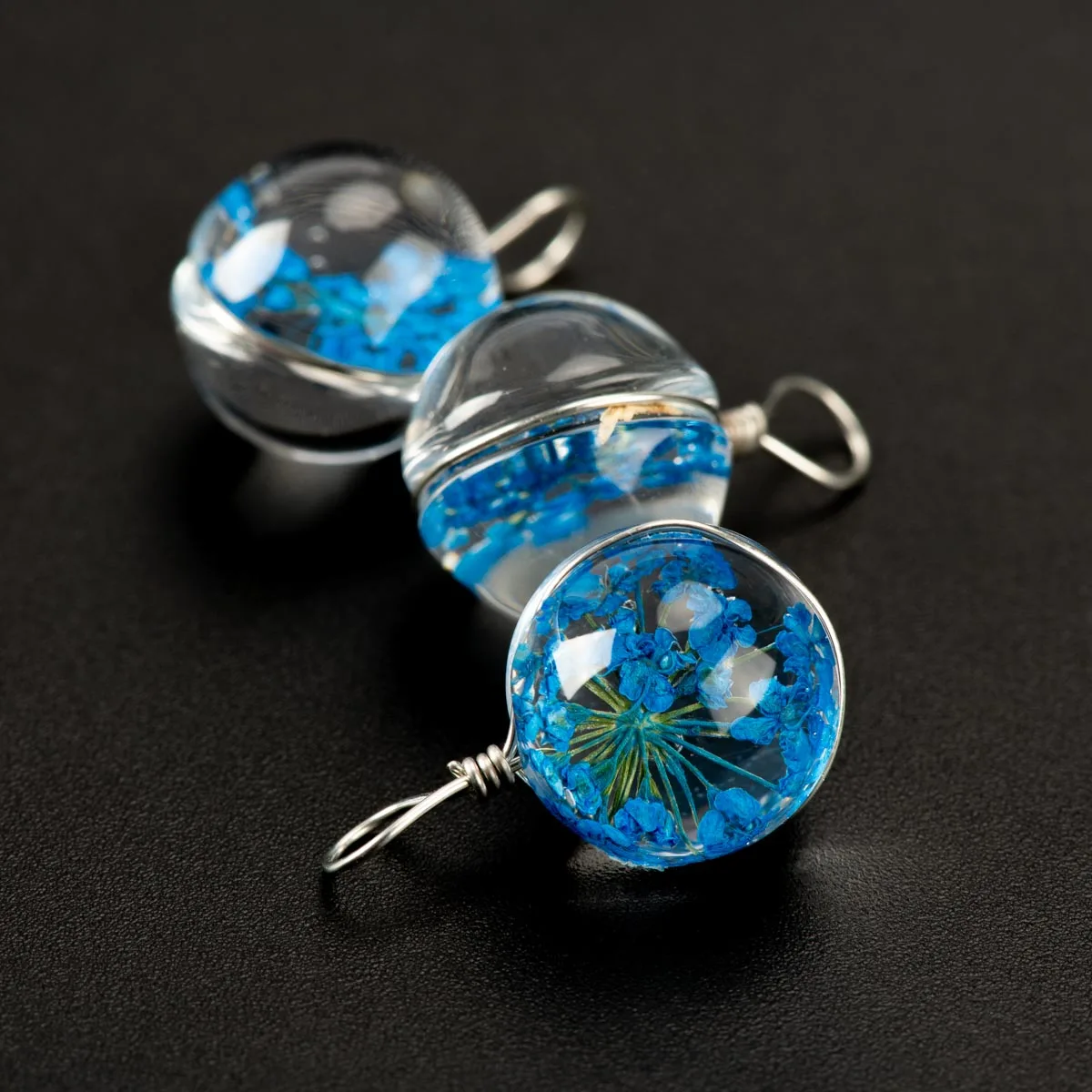 12 # железная проволока высушенный цветок в стеклянной бусине для DIY серьги