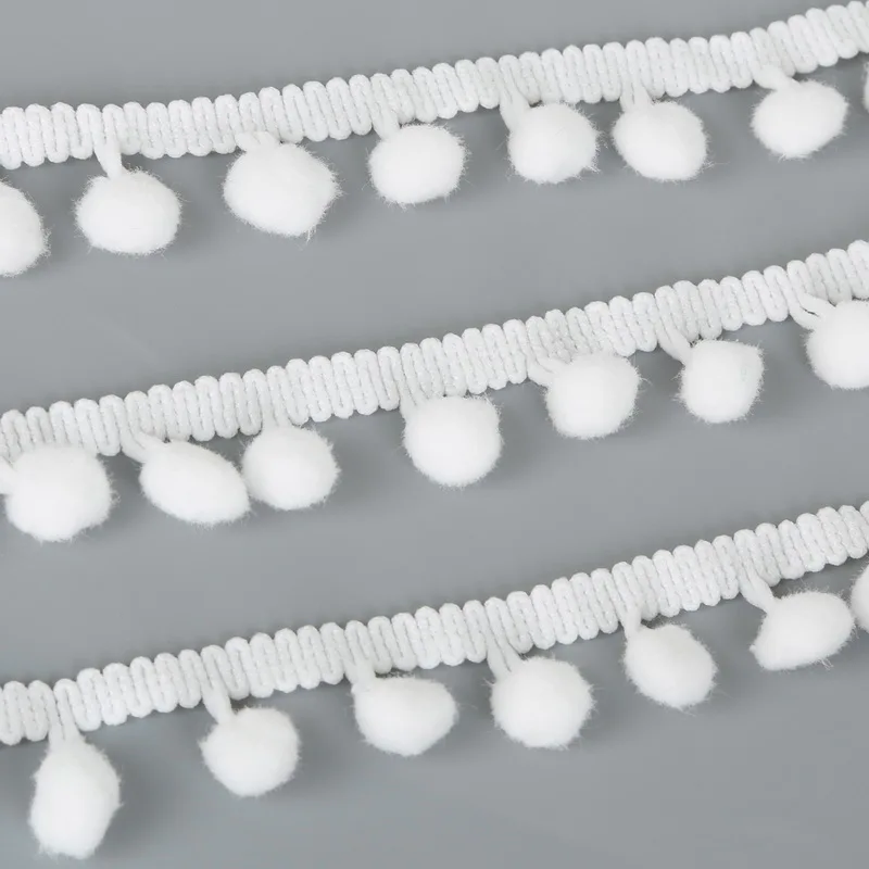 10mm pom 20mm height Белый помпон отделка шар 5 ярдов мини жемчужный помпон лента с бахромой швейная кружевная трикотажная ткань ручной работы аксессуары для рукоделия - Цвет: 10mm pom 20mm height