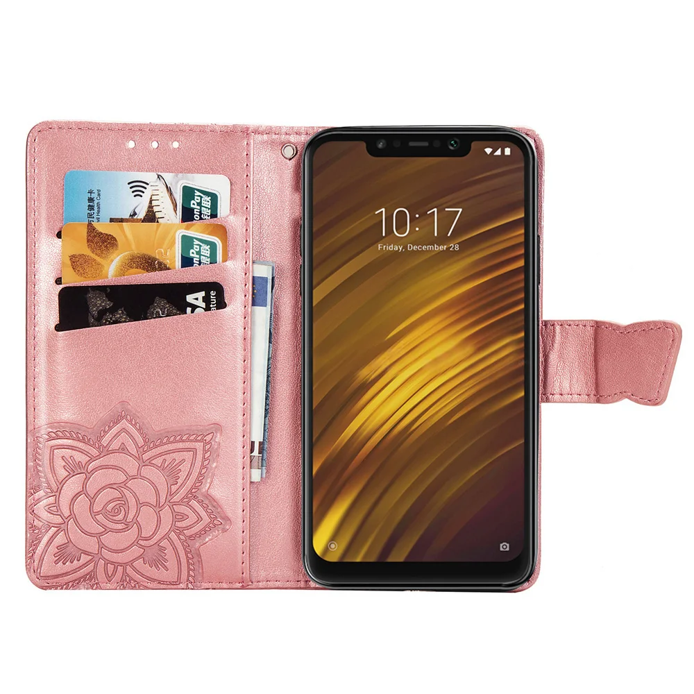for Xiaomi Mi 8 Lite Case Cover Leather Flip Shockproof Play Pocophone F1 wallet flowers Luxury Protective |