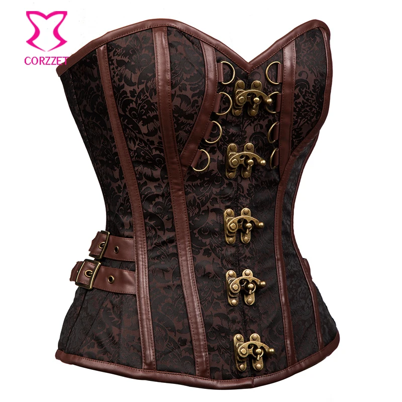 Женский Готический корсет коричневого цвета готический в стиле стимпанк Espartilhos E
