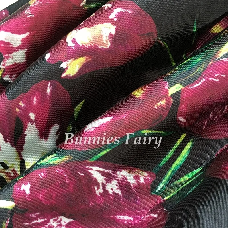 BunniesFairy Осенняя Высокая уличная Женская королевская винтажная фиолетовая тюльпана ретро цветочный принт Высокая талия Расклешенная юбка миди