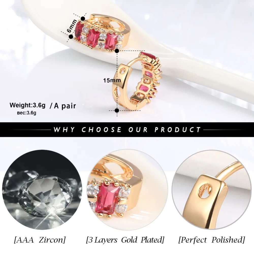 ORSA JEWELS роскошные женские серьги-кольца ААА Красный кубический циркон идеальные Полированные Золотые модные серьги, украшения для женщин OME41