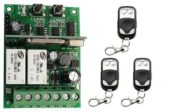 Индивидуальный код обучения DC9V 12V 24V 10A 2CH RF Беспроводной переключатель системы