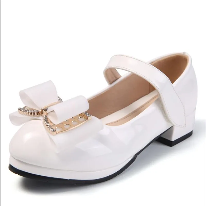

Boutique Girls high-heeled shoes spring autumn fashion bow children princess leather shoes Girls wedding/Party/dance shoes