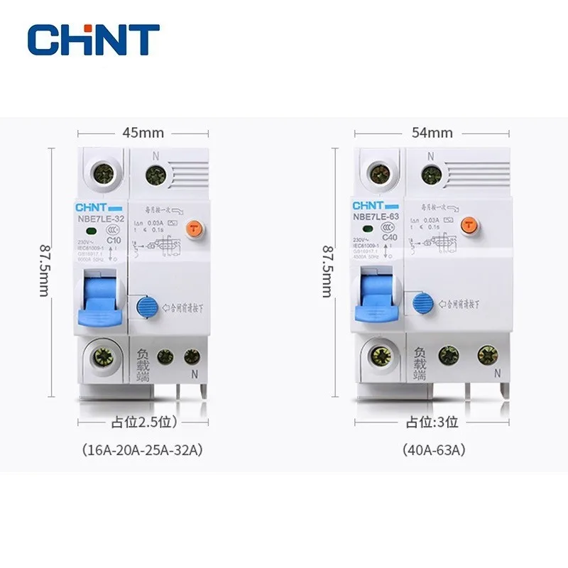 CHINT 1P + N 2P защита от утечки NBE7LE серия малые автоматические выключатели C Тип