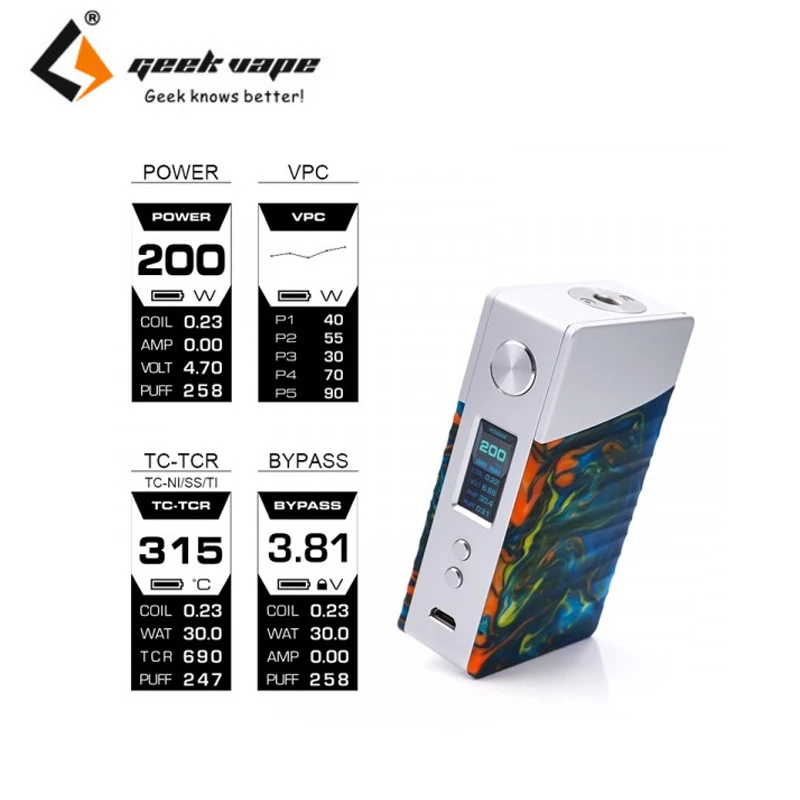 Оригинальный бокс мод Geekvape Nova 200 Вт питание от двух аккумуляторов 18650 электронная