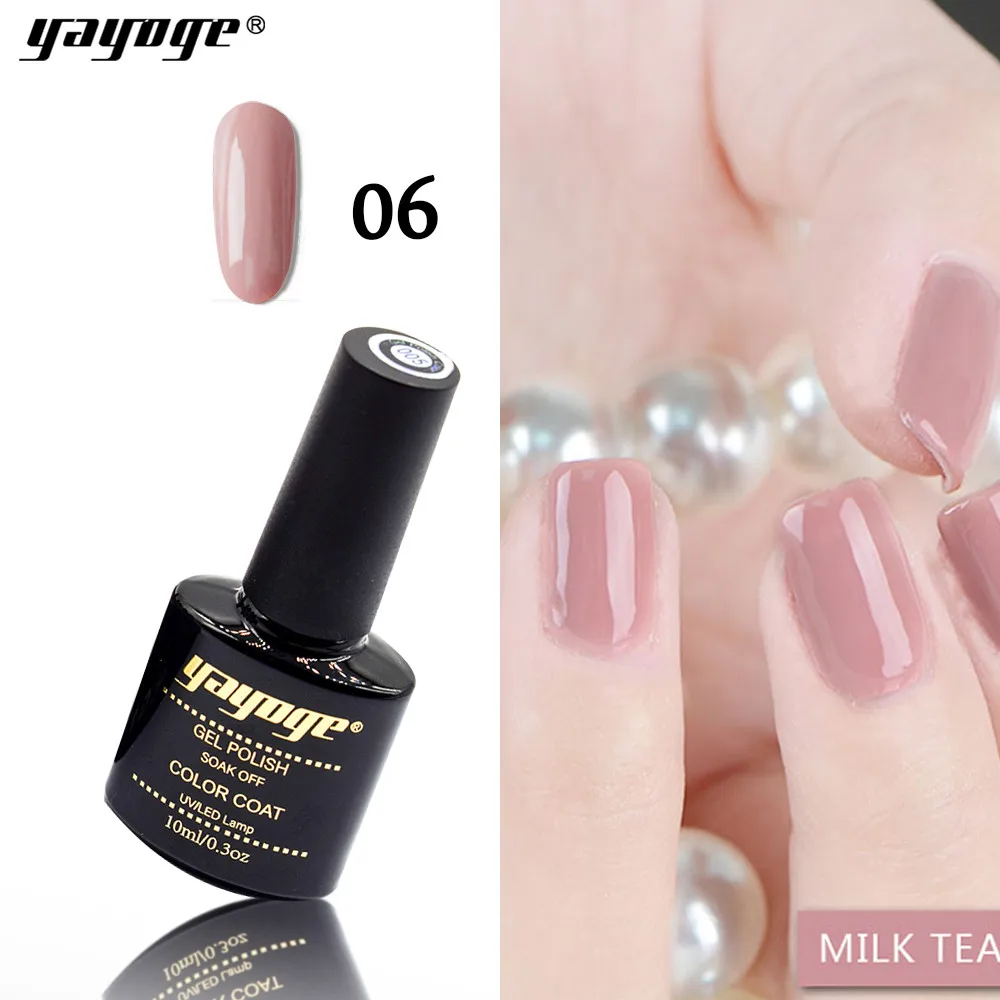 milk tea nude 6 YAYOGE Гель-лак для ногтей 10 мл/0,3 унций 122 цветов УФ-Гель-лак продукт безвкусный большой емкости стойкий гель для ногтей - Цвет: milk tea nude 6