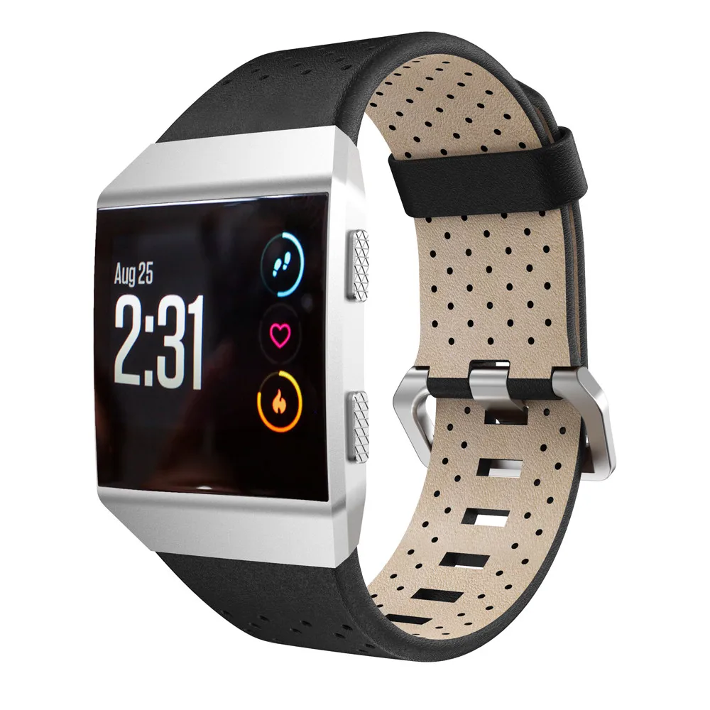Black Для Fitbit ионные перфорированные кожаные аксессуары браслет быстросъемный ремешок для наручных часов модный мужской браслет - Цвет: Black