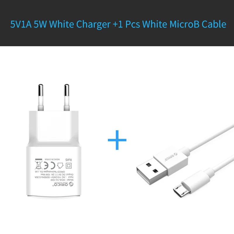 ORICO USB зарядное устройство 5V1A 5V2A портативное зарядное устройство адаптер для мобильного телефона планшета ЕС вилка - Тип штекера: 5W WH And 1pcs Cable