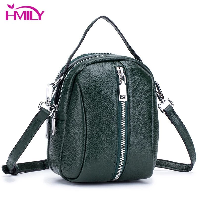 Мини сумка для телефона HMILY женская мессенджер из натуральной кожи милая стильная кожаная на молнии