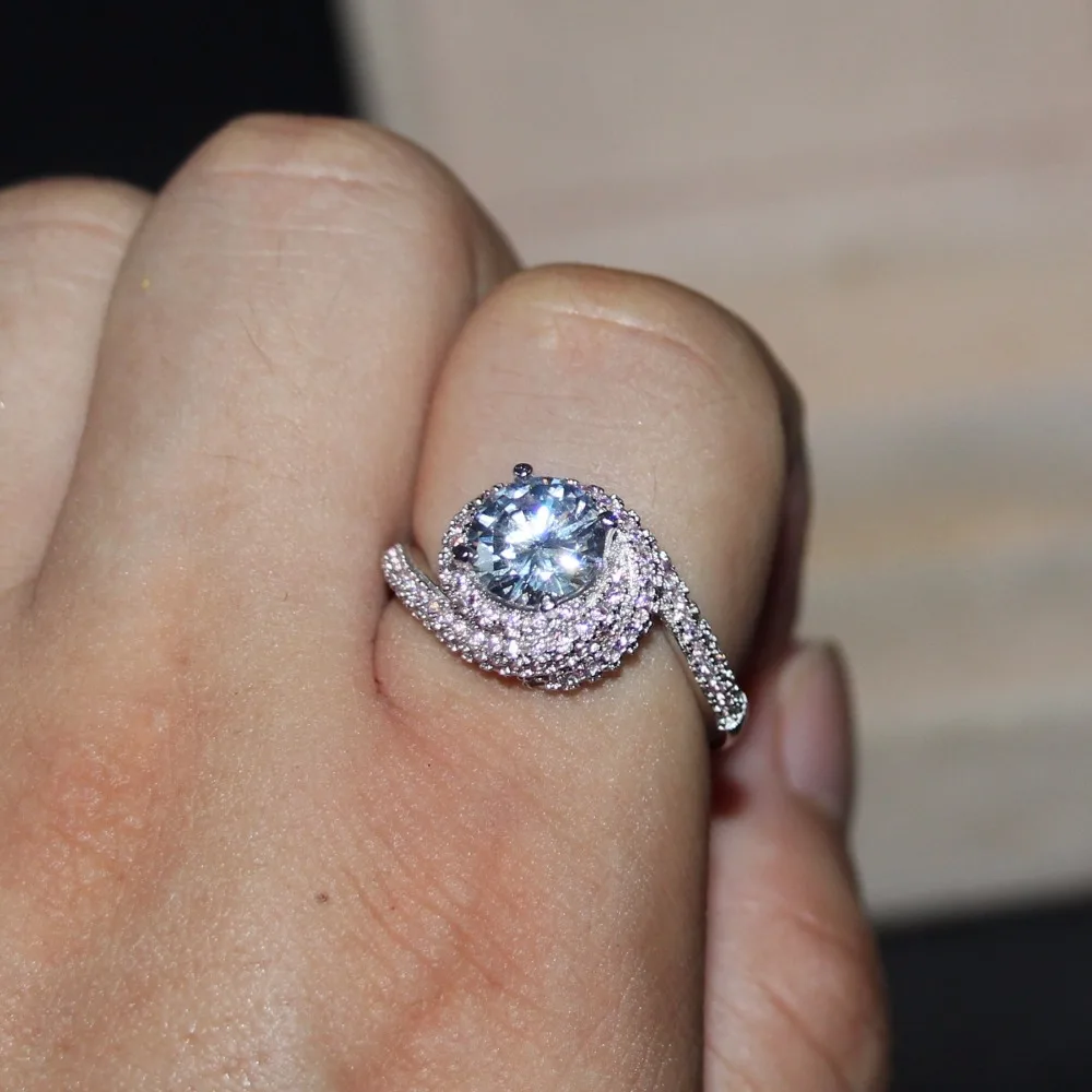 Женское кольцо из серебра 925 пробы с фианитом 5 10 размеров|925 sterling silver|sterling silvercubic