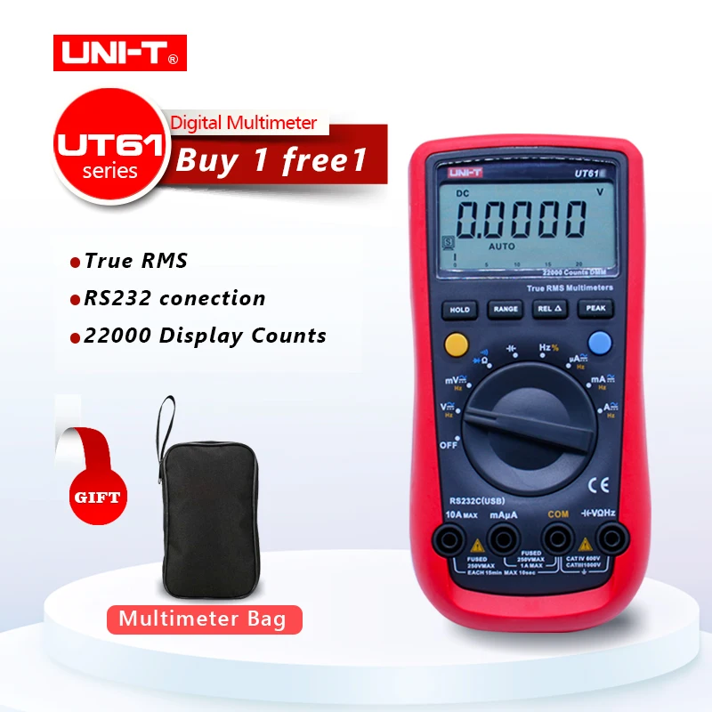 UNI-T UT61A UT61B UT61C UT61E Цифровой мультиметр true RMS RS232 интерфейс Авто диапазон с