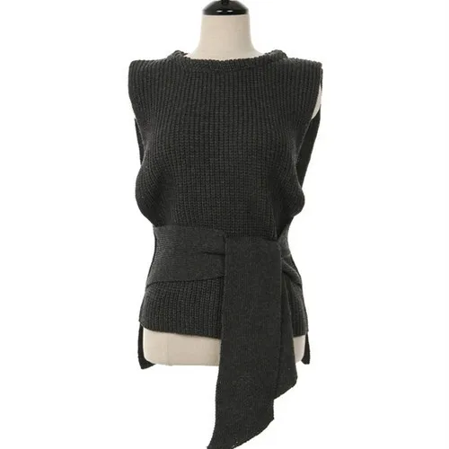 2019 Fall Women Sleeveless Knitting Vest Korean Fashion Bow Ties Designer Waistcoat Sweater |