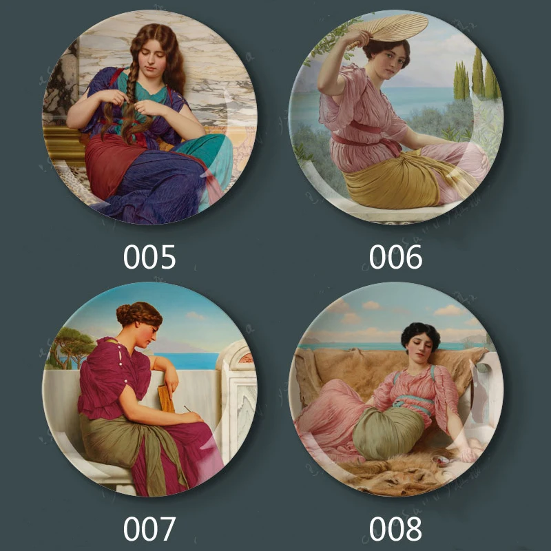 Тарелки 8 &quotJ.W. Godward Художественная печать на керамических тарелках домашняя